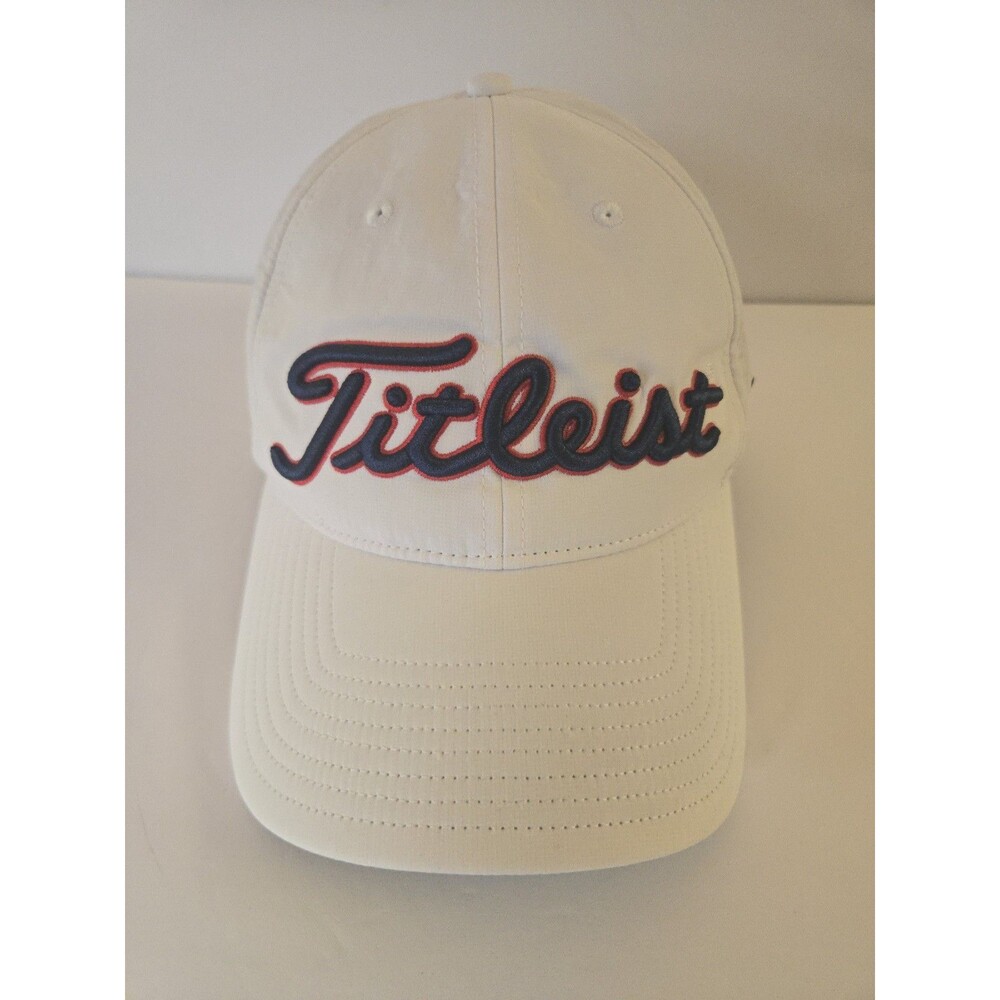 Titleist White Golf Hat With USA Flag Side Patch Adjustable Strap Men's One Size